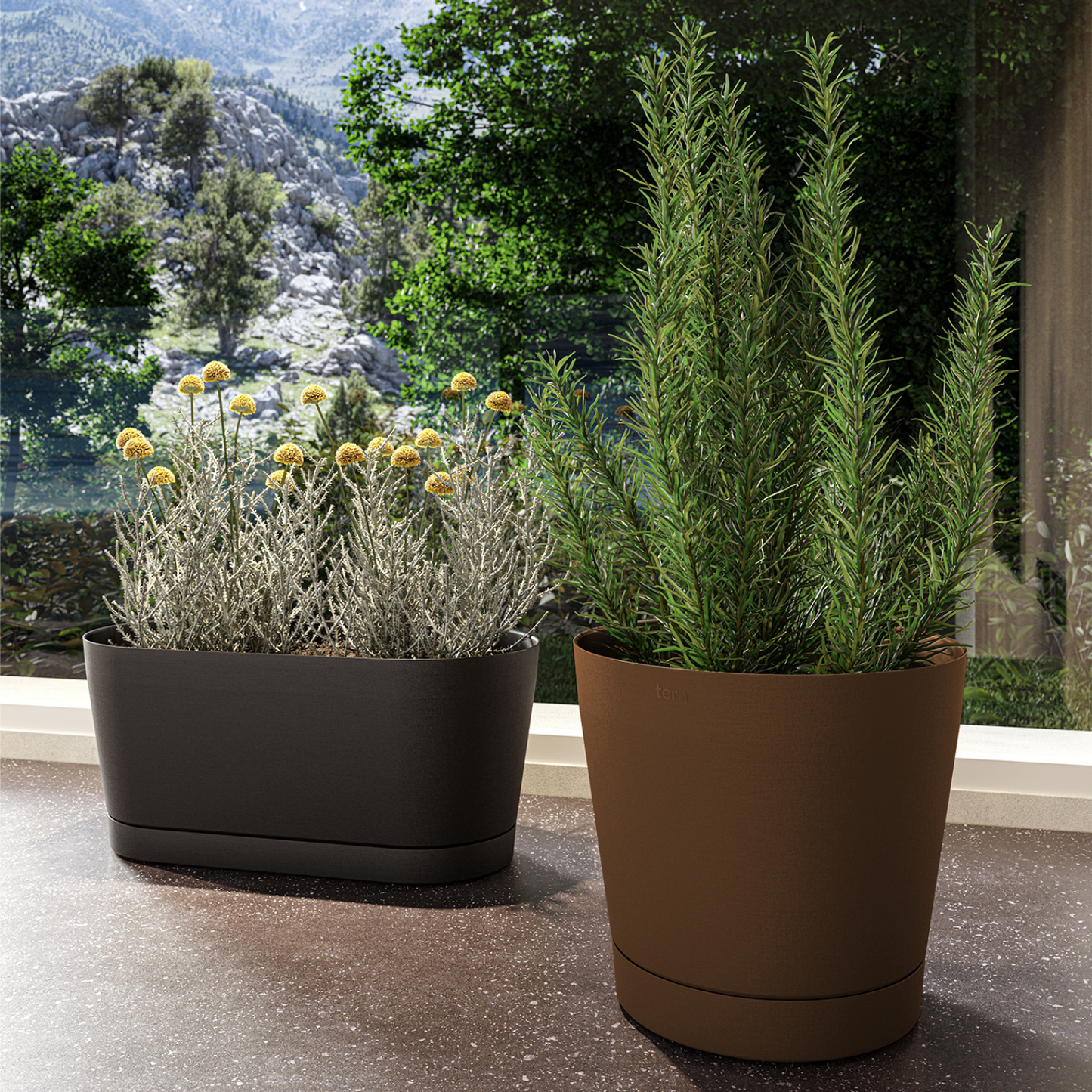 Flowerpot VEGA 40cm ASH