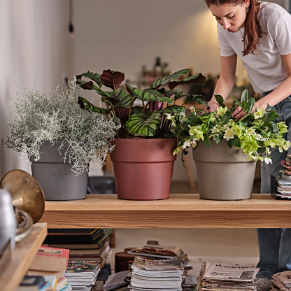ქოთანი „ანდრომედა“ 28/38/48სმ, მომწვანო ნაცრისფერი ხის ფაქტურით