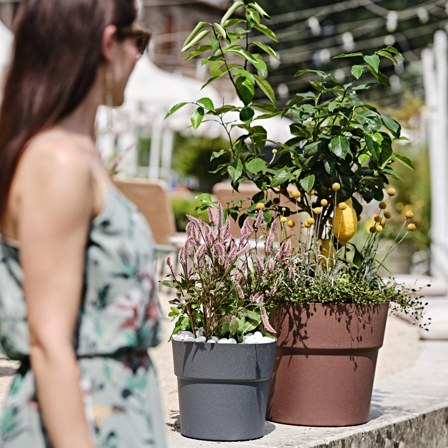 Flowerpot ANDROMEDA 28/38cm RED AMBER