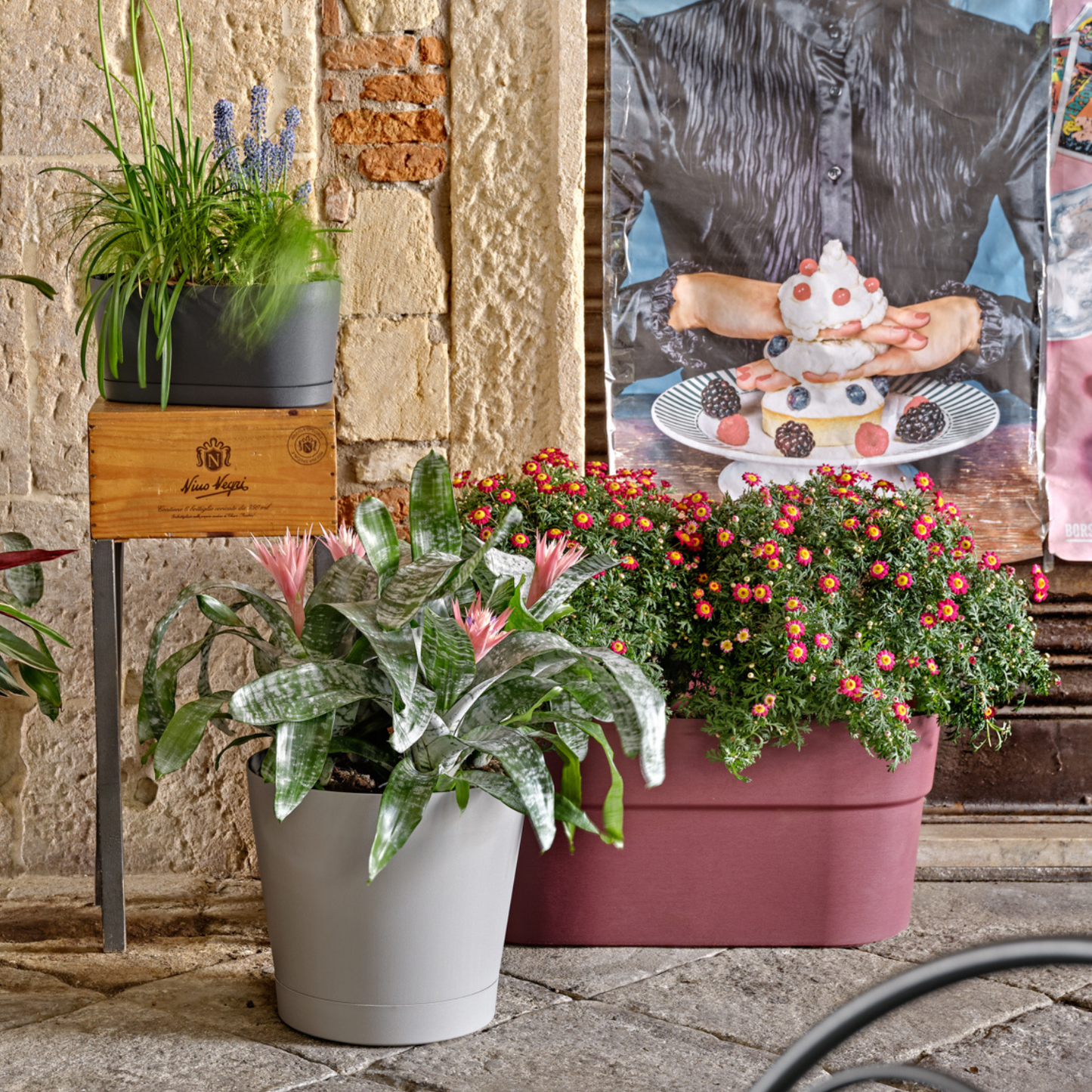 ქოთანი „ორიონი“ ⌀19/24/29სმ, ღია ნაცრისფერი