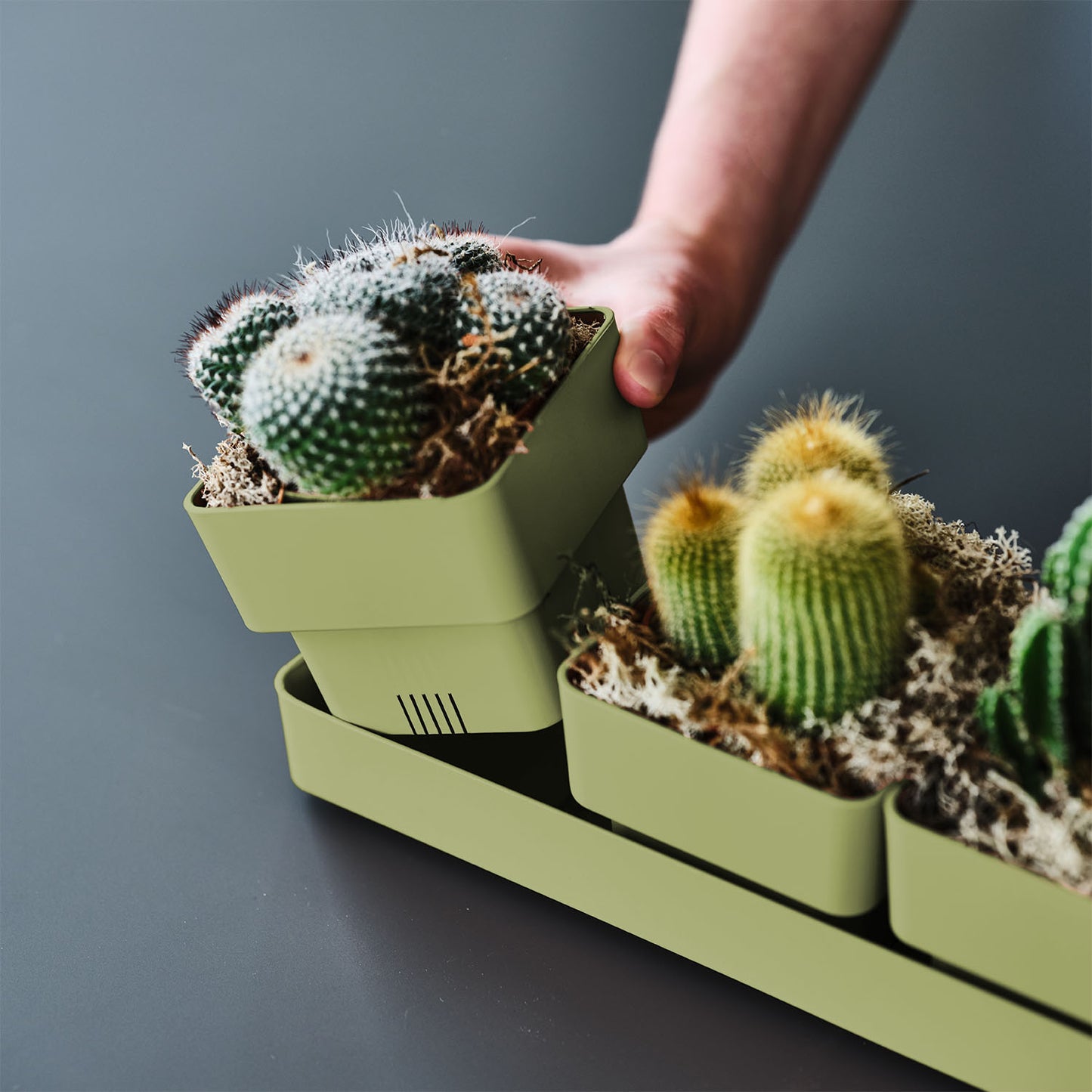 Flowerpots set SIERRA 48cm OLIVE