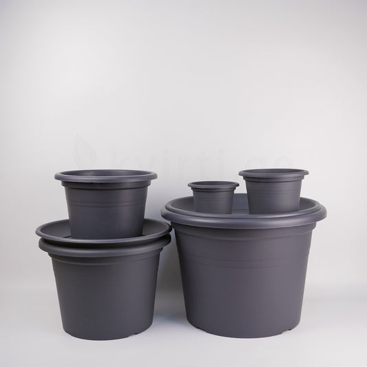 ქოთანი „ბეისიკ რაუნდი“ ⌀15/20/30/40/50/60სმ,  მუქი ნაცრისფერი